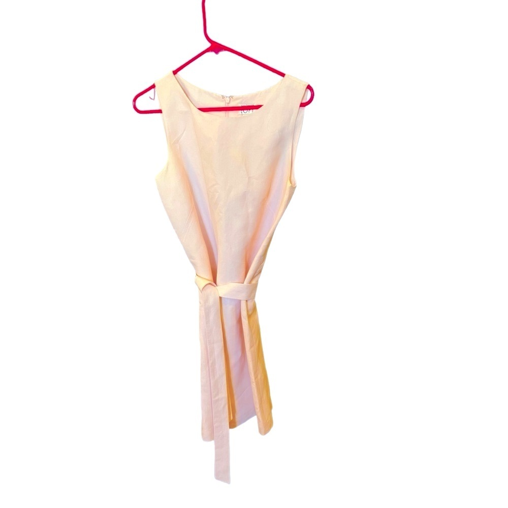 Ann Taylor Cream Sleeveless Mini Dress with Waist Tie